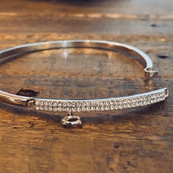 COACH Signature Pave Bar Hinged Bangle in … - Picture 1 of 7